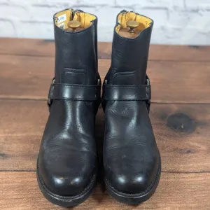 Frye Black Leather Moto Boots Harness Back Zip Ankle Boots Mens 6.5M