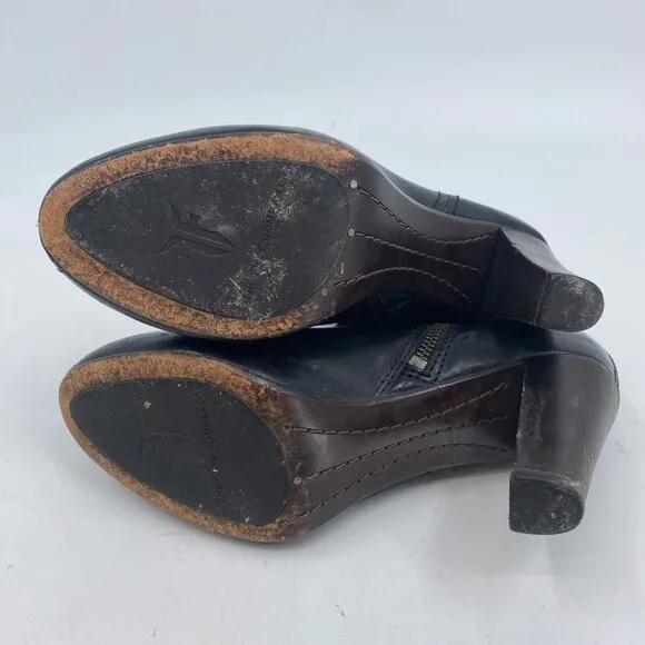 Frye Black Miranda Zip Heeled Boots | Size 7