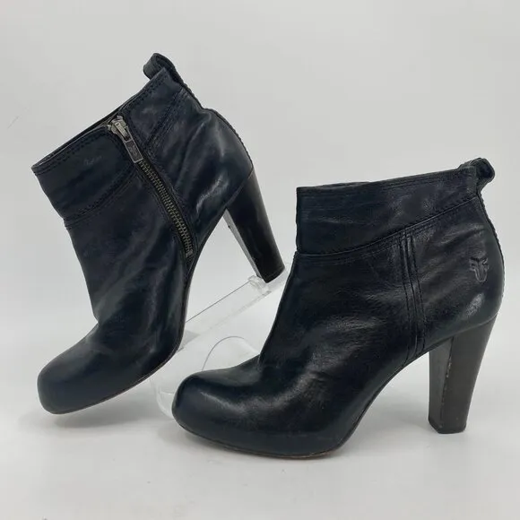 Frye Black Miranda Zip Heeled Boots | Size 7