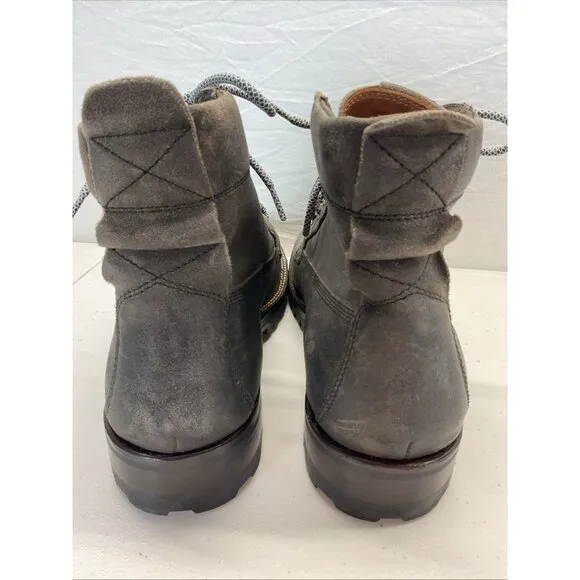 Frye Boots 10.5D Plain Toe Lace Up Black suede Leather Work Men's