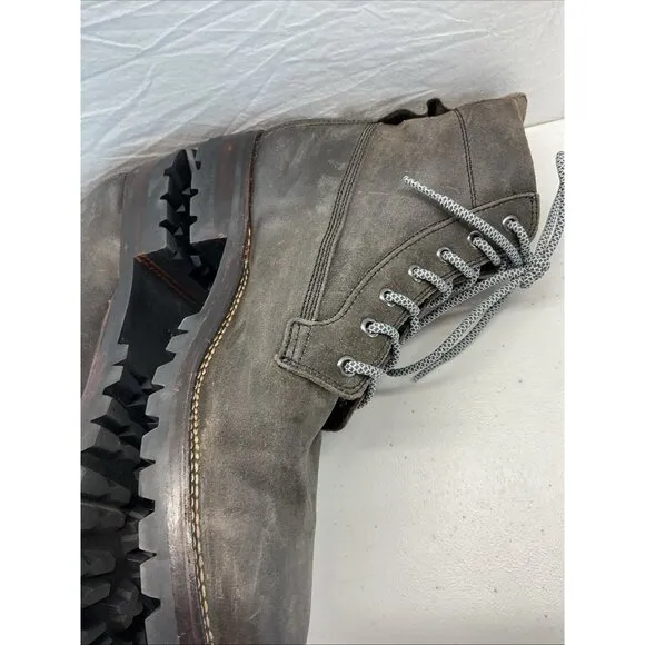 Frye Boots 10.5D Plain Toe Lace Up Black suede Leather Work Men's