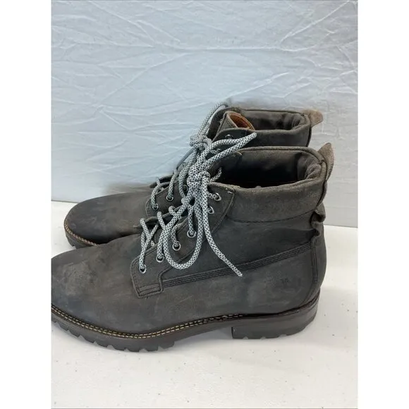 Frye Boots 10.5D Plain Toe Lace Up Black suede Leather Work Men's