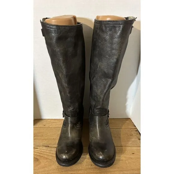 FRYE Boots Women's Size 9 Black 76525 Vera Tall Slouch Boots 11&quot; Shaft Buckles