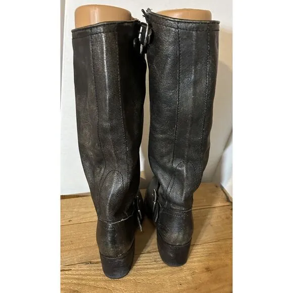 FRYE Boots Women's Size 9 Black 76525 Vera Tall Slouch Boots 11&quot; Shaft Buckles