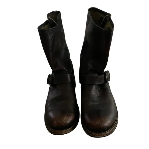 Frye Brown Combat Moto Boots with Classic Design Women Size 8