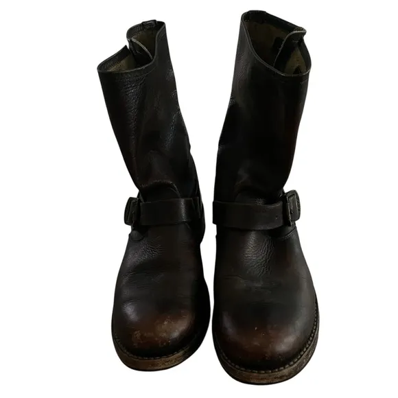Frye Brown Combat Moto Boots with Classic Design Women Size 8