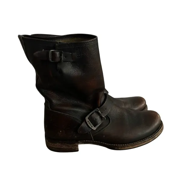 Frye Brown Combat Moto Boots with Classic Design Women Size 8