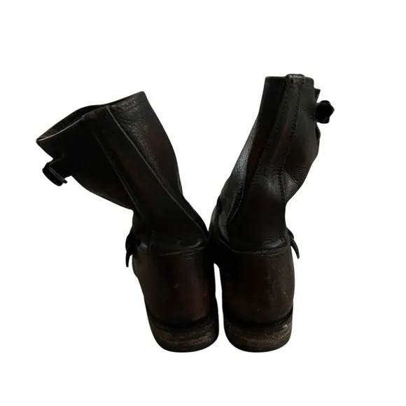 Frye Brown Combat Moto Boots with Classic Design Women Size 8