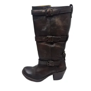 Frye Carmen 3 Strap Tall Western Cowboy Boots Brown Leather Women's 6