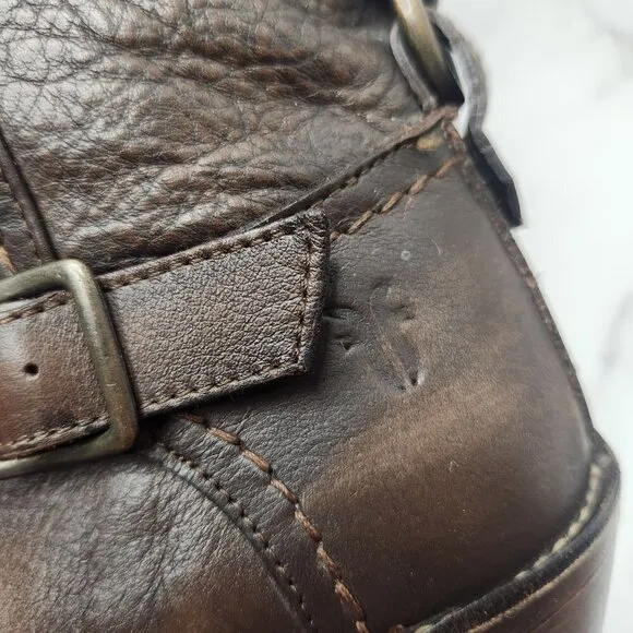 Frye Carmen 3 Strap Tall Western Cowboy Boots Brown Leather Women's 6