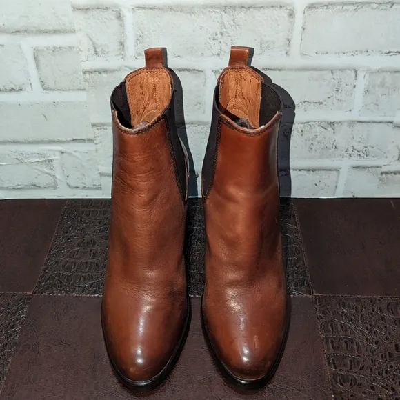Frye Chelsea Boot Dark Brown Antiqued Polished Leather