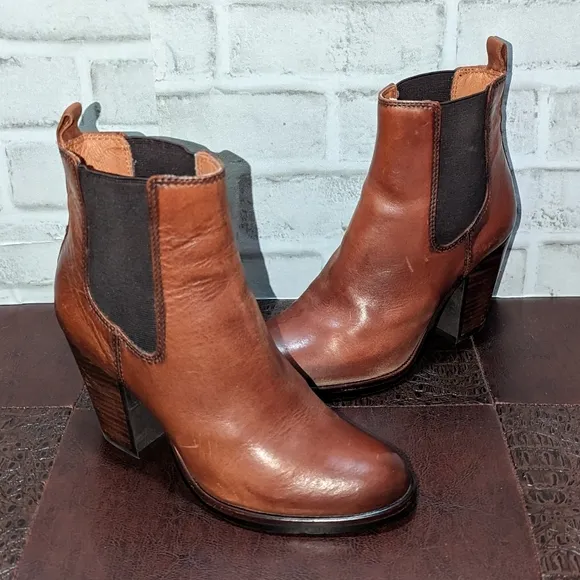 Frye Chelsea Boot Dark Brown Antiqued Polished Leather
