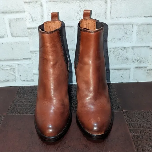 Frye Chelsea Boot Dark Brown Antiqued Polished Leather