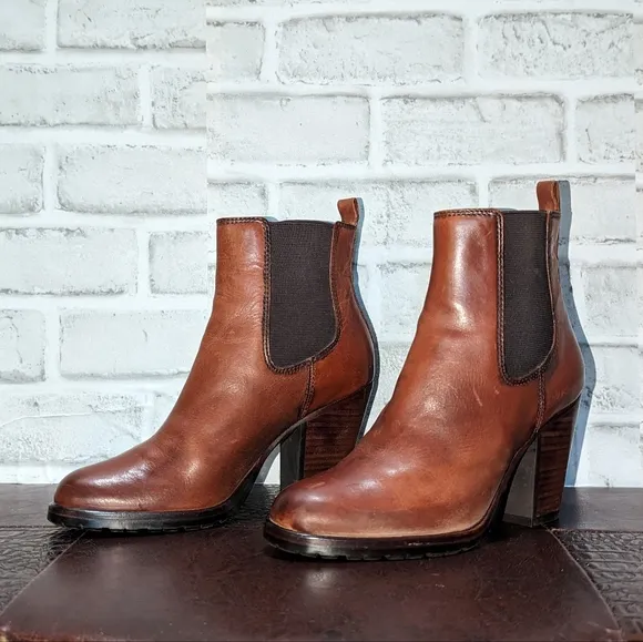 Frye Chelsea Boot Dark Brown Antiqued Polished Leather