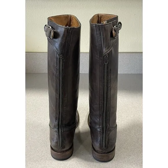 Frye Jayden Buckle Back Zip Women’s 8.5B Brown Extended Calf Casual Dress Boots
