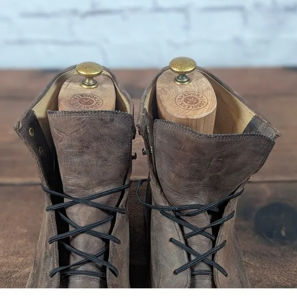 Frye Leather Boots Distressed Lace Up Ankle Casual Brown Mens Size 12 D