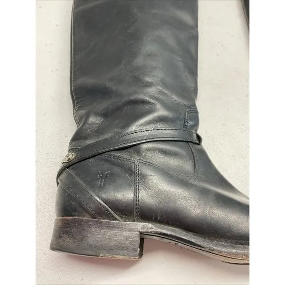 Frye Melissa Harness Black  Leather pull on Boots Womens Size 8.5B
