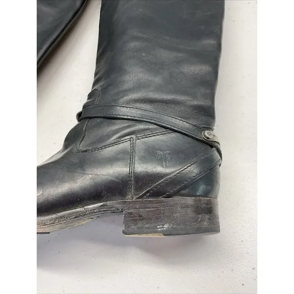Frye Melissa Harness Black  Leather pull on Boots Womens Size 8.5B