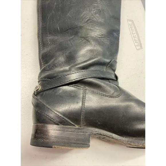 Frye Melissa Harness Black  Leather pull on Boots Womens Size 8.5B