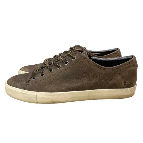 Frye Mens Size 10 Sneakers Brett Low Top Shoes Skate Style Gray Brown Leather