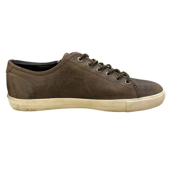 Frye Mens Size 10 Sneakers Brett Low Top Shoes Skate Style Gray Brown Leather