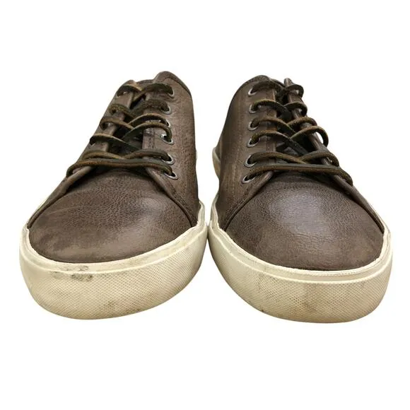 Frye Mens Size 10 Sneakers Brett Low Top Shoes Skate Style Gray Brown Leather