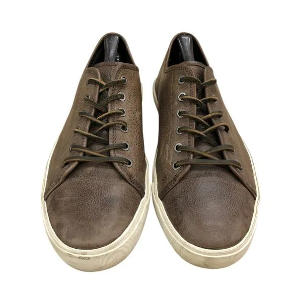 Frye Mens Size 10 Sneakers Brett Low Top Shoes Skate Style Gray Brown Leather