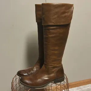 FRYE Shirley OTK Over The Knee Boots, Cognac, Size 8.5, Inside Zipper, #77739