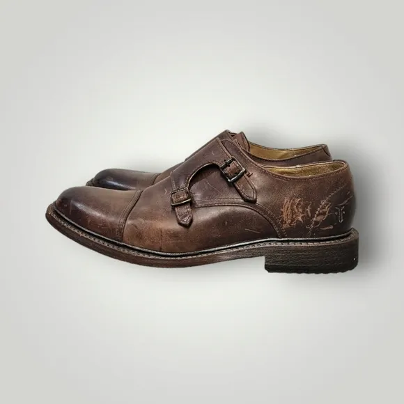 FRYE‎ Shoes Mens 9 Brown James Double Monk Leather