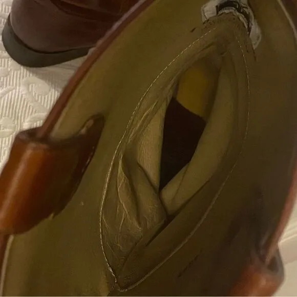 Frye Tall Melissa Button 2 Mahogany Brown Leather Riding Boots Size 7