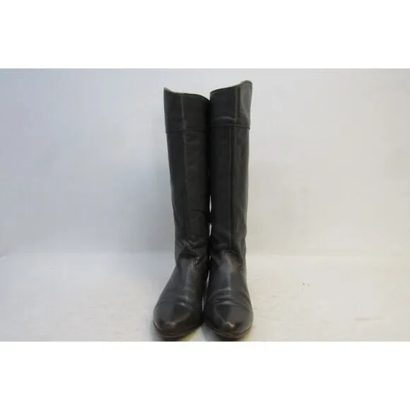 Frye Womens Size 8 M Dark Gray Leather Knee High Cowboy 15&quot; Riding Fashion Boots