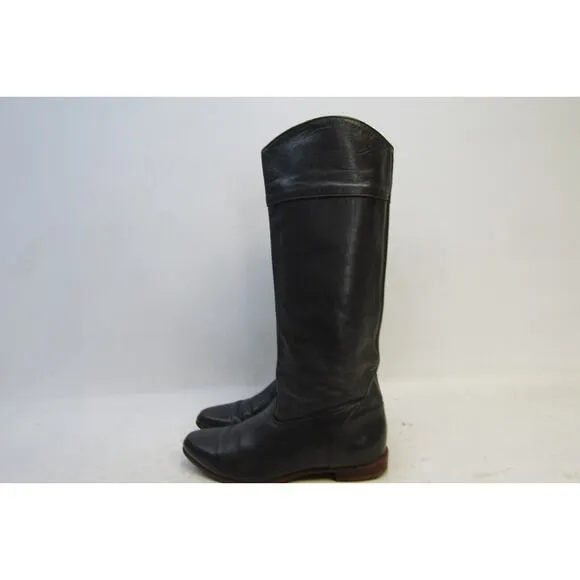 Frye Womens Size 8 M Dark Gray Leather Knee High Cowboy 15&quot; Riding Fashion Boots