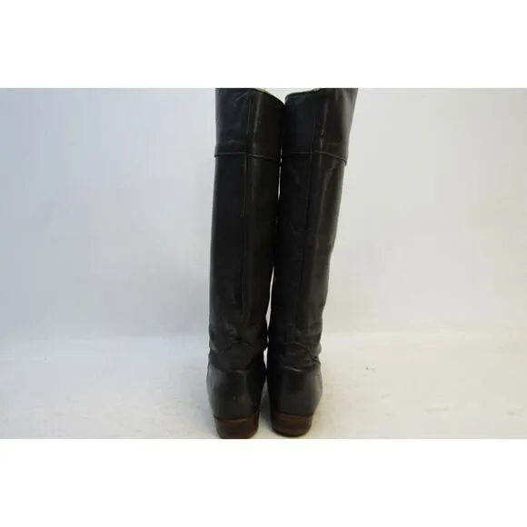 Frye Womens Size 8 M Dark Gray Leather Knee High Cowboy 15&quot; Riding Fashion Boots