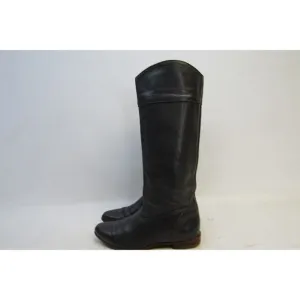 Frye Womens Size 8 M Dark Gray Leather Knee High Cowboy 15&quot; Riding Fashion Boots