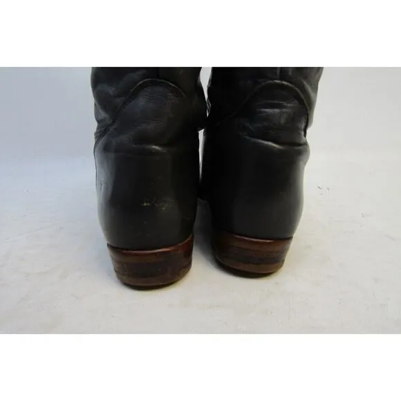 Frye Womens Size 8 M Dark Gray Leather Knee High Cowboy 15&quot; Riding Fashion Boots