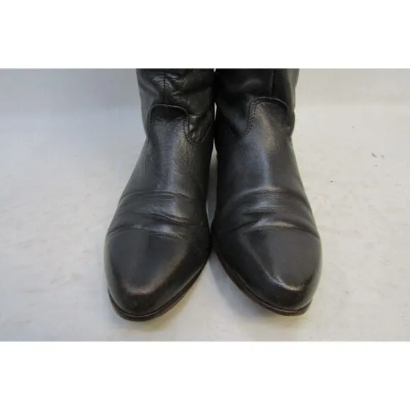 Frye Womens Size 8 M Dark Gray Leather Knee High Cowboy 15&quot; Riding Fashion Boots