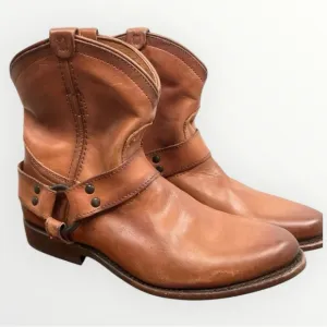 Frye Wyatt Harness Women's Wyatt Ankle Boots Size 5.5 Cognac Brown Western Style
