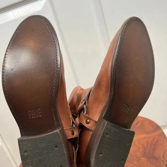 Frye Wyatt Harness Women's Wyatt Ankle Boots Size 5.5 Cognac Brown Western Style