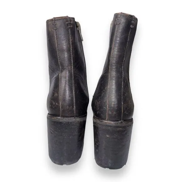 Frye Karen Inside Zip Short Heeled Leather Boots Distressed Black Women's 9M