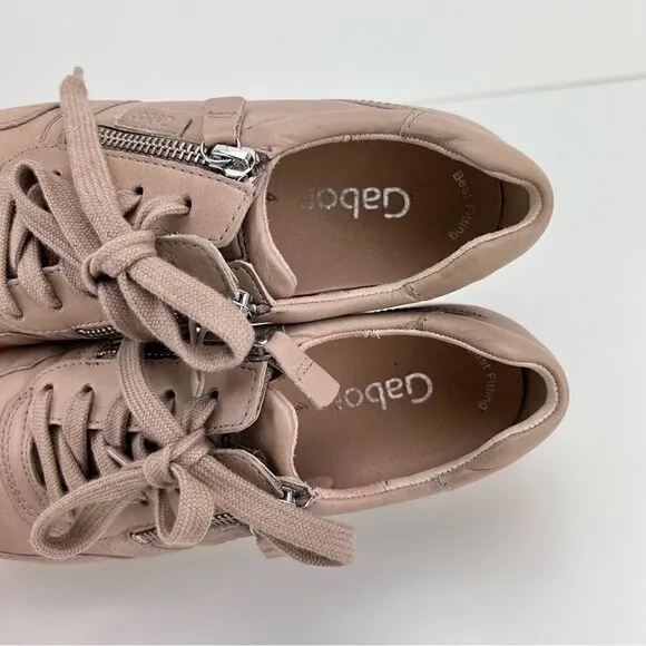 Gabor Manel Leather Sneakers Comfort Zip Tie Ten