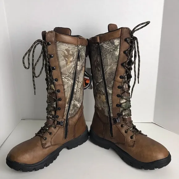 Game Winner Realtree Camo Leather Waterproof Zip Snake Hunting Boots Mens Sz 12