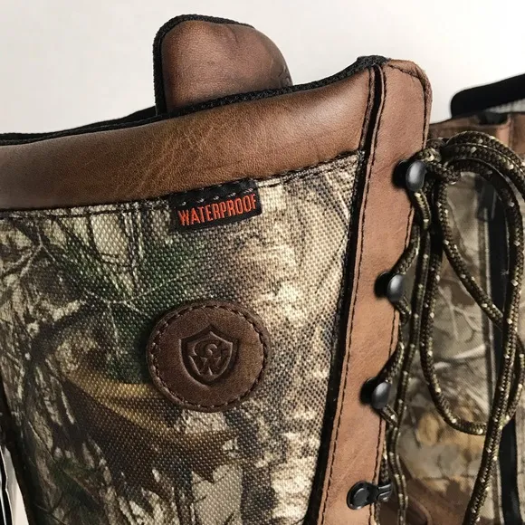 Game Winner Realtree Camo Leather Waterproof Zip Snake Hunting Boots Mens Sz 12