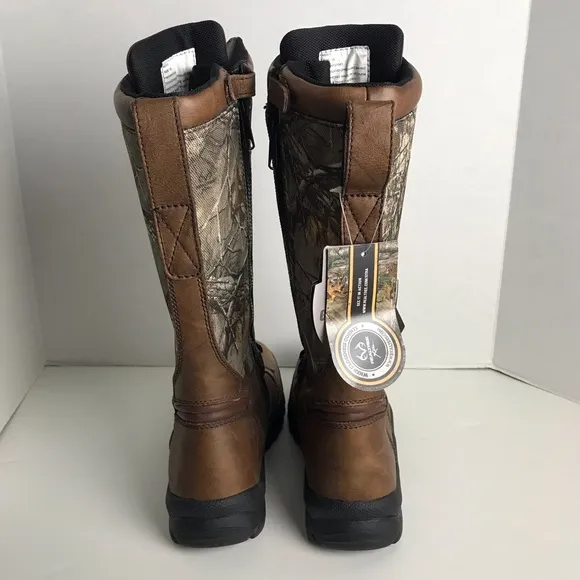 Game Winner Realtree Camo Leather Waterproof Zip Snake Hunting Boots Mens Sz 12