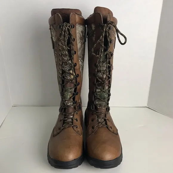 Game Winner Realtree Camo Leather Waterproof Zip Snake Hunting Boots Mens Sz 12