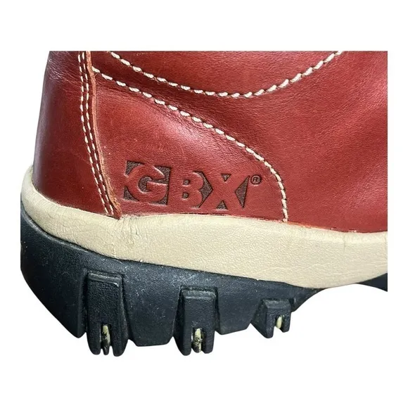 GBX Leather Ankle Boots Casual Lace Up‎ Lug Sole Brown Shoes Men Size 7.5