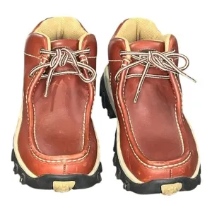 GBX Leather Ankle Boots Casual Lace Up‎ Lug Sole Brown Shoes Men Size 7.5