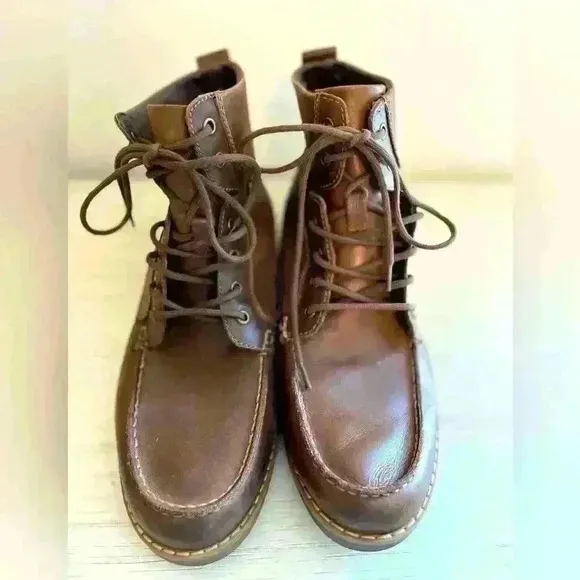 GBX Men's Brown Leather Lace-Up Boots - Size 12