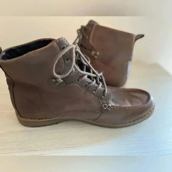 GBX Men's Brown Leather Lace-Up Boots - Size 12
