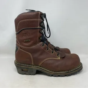 Georgia Boot Men’s Dark Brown Leather 9” Logger CT Work Boots Size 10W