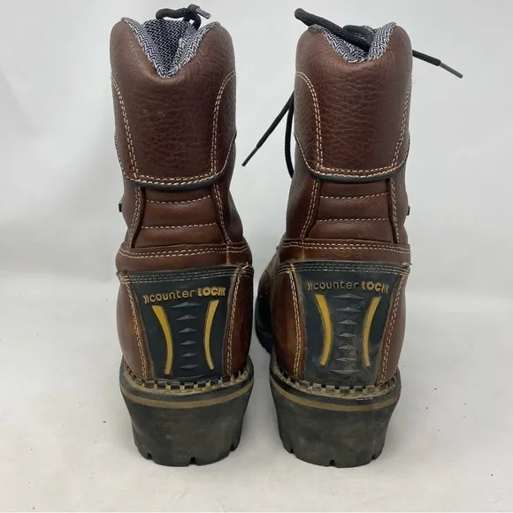 Georgia Boot Men’s Dark Brown Leather 9” Logger CT Work Boots Size 10W